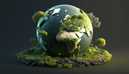 earth in the sun. Green planet, sustainability concept. Generative AI