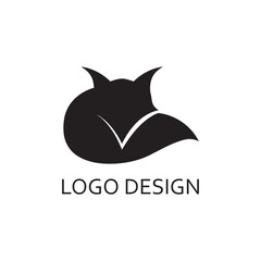 simple black fox head for logo company design