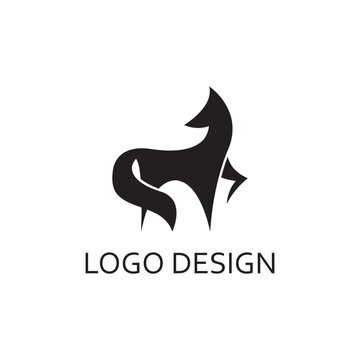 simple black fox stand for logo company design