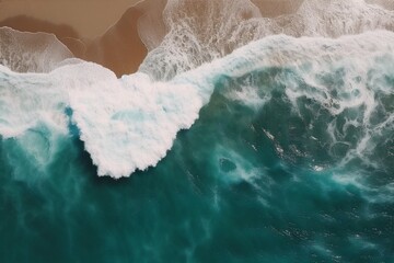 Naklejka na ściany i meble water nature vacation wave shore sand sea summer beach ocean. Generative AI.