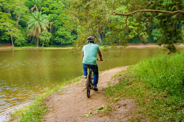 Fototapeta premium Bicycle tour around the lake my valley