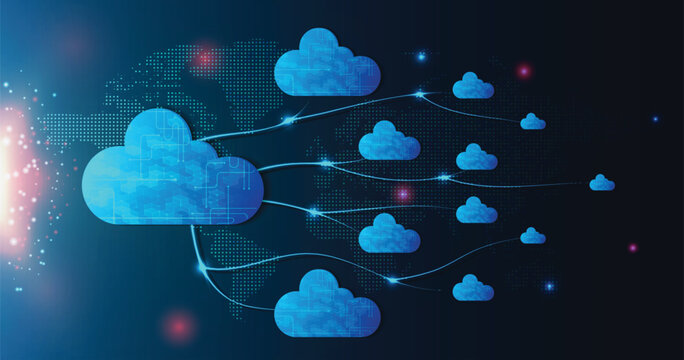 Multiple cloud symbol vector illustration, 2D cloud, 3D cloud, multi-cloud work connected data.