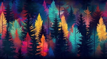 background forest with colorful trees
