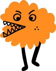a cute monster with simple color illustration