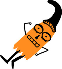 a cute monster with simple color illustration