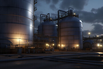 energy pipe refinery industrial industry gas fuel oil tank factory. Generative AI.