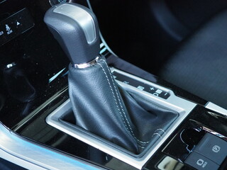 Obraz na płótnie Canvas Automatic gear stick inside modern car. Car concept.
