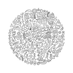 Soccer tournament, football league team international championship. Childish style background for your design. Vector illustration