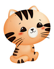 Cute baby tiger watercolor