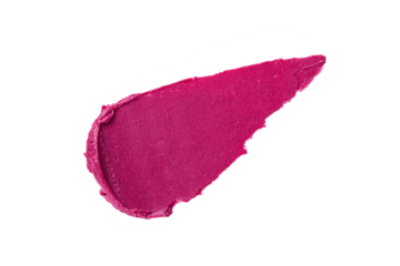 Pink lipstick swatch isolated on transparent background. Brush stroke of lipstick or wet eye shadow for design.