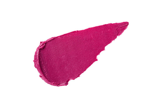 Pink lipstick swatch isolated on transparent background. Brush stroke of lipstick or wet eye shadow for design.