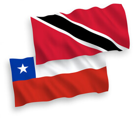 Fototapeta na wymiar Flags of Republic of Trinidad and Tobago and Chile on a white background