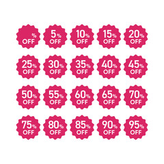 割引セールアイコン集 - 10%OFFから90%OFFまでのお得なプロモーションバーゲンデザイン素材