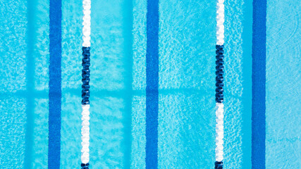 Aerial Overhead of Olympic Sized Swimming Pool with Lane Lines