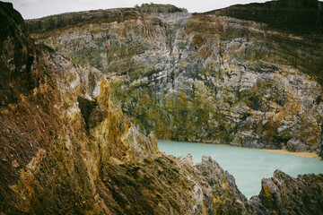Light blue lake amongst the mountains of Indonesia