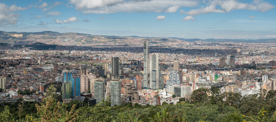 Fototapeta na wymiar Landscape of high buildings in Bogota, Colombia