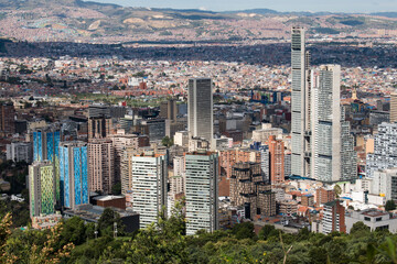 Landscape of high buildings in Bogota, Colombia