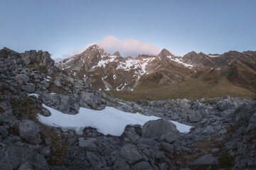 Last snow in the mountains of Peña Ubiña. León. Spain