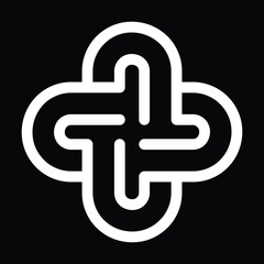 Solomon knot icon vector, cross logo design