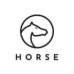 horse head graphic vector illustration logo minimalist design with circle