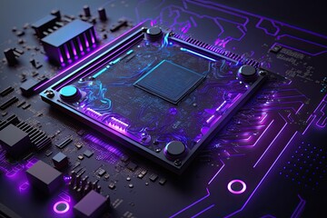 Electronic Circuit Board futuristic technology background. Digital Modern Electronic. Generative AI