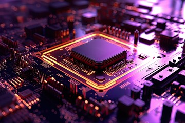 Fototapeta na wymiar Electronic Circuit Board futuristic technology background. Digital Modern Electronic. Generative AI