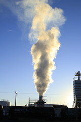 smoke or steam  from a factory