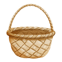Watercolor brown basket.	
