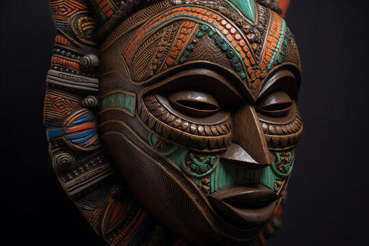 a beautifully crafted African mask. generative AI