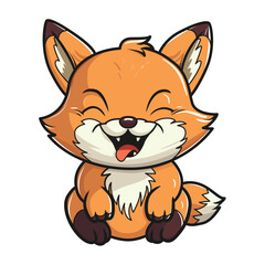 Little cute happy fox. ``Vector illustration isolated on a white background