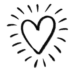 Black pencil heart doodle line.	