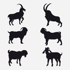 silhouettes of goats