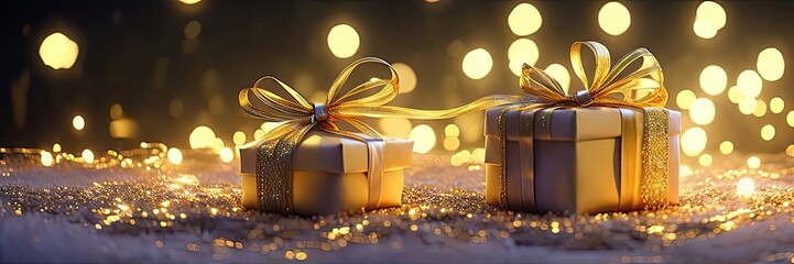 Gift boxes Christmas candles and Christmas tree