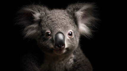 Baby Koala, minimalistic background. Generative AI