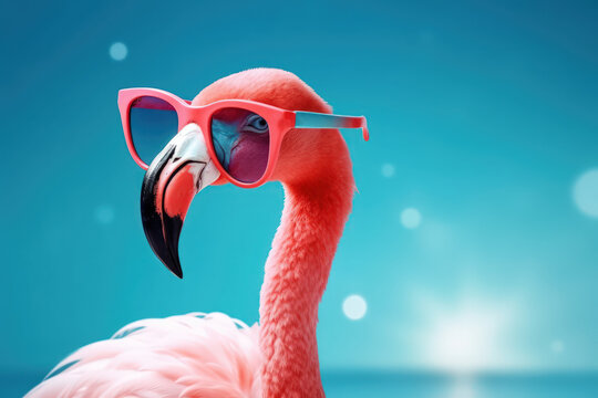 Flamingo and summer concept. Travel vacation lifestyle. Generative ai
