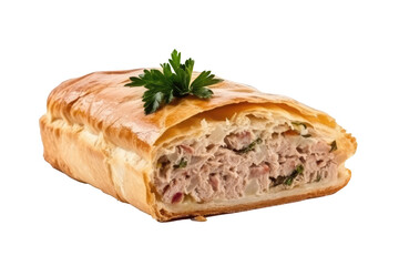 Tuna pie isolated on transparent background. Generative Ai