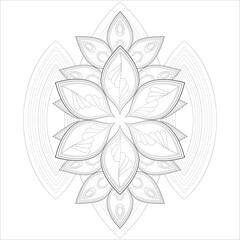 Fototapeta premium Mandala art for coloring book and art therapy. Doodle vector of flowers for coloring sheet for every age