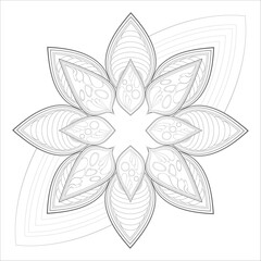 Mandala art for coloring book and art therapy. Doodle vector of flowers for coloring sheet for every age