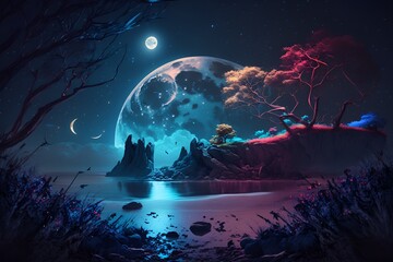 Mystical fantasy landscape, digital fantasy art fantasy art landscape by Generative AI