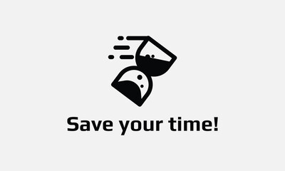 Save your time vector logo, Sand-glass vector design.