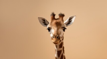 Baby Giraffe, minimalistic background. Generative AI