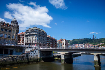 Obraz premium Quays of the Nervion river in Bilbao, Basque Country, Spain