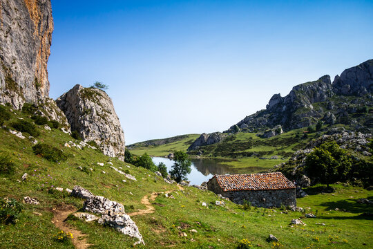 Lake Ercina in Picos de Europa, Asturias, Spain
