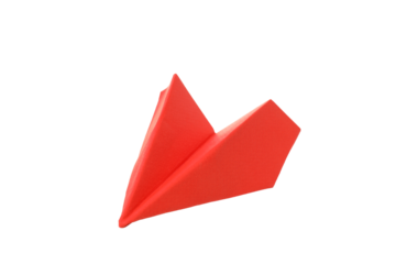 Red paper plane isolated on white background