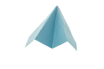 Blue paper plane isolated on white background