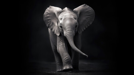 Baby Elephant, minimalistic background. Generative AI