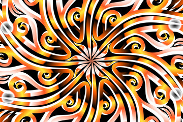 luxurious paper cut design colourful rainbow flowers line art pattern of indonesian culture traditional  batik ethnic dayak for textile or fashion
