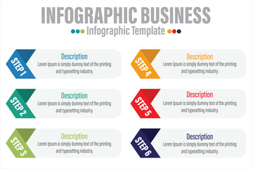 6 Steps, six 6 option Paper note shape elements with steps,road map,options,milestone,timeline,processes or workflow.Business data visualization.Creative step infographic template for presentation.