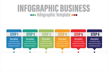 Infographic design template with numbers Six 6 option or six 6 Steps can be used for workflow layout, diagram, number step up options.