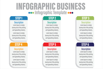 6 Steps Modern Timeline diagram with workflow presentation vector infographic. Infographic template for business.